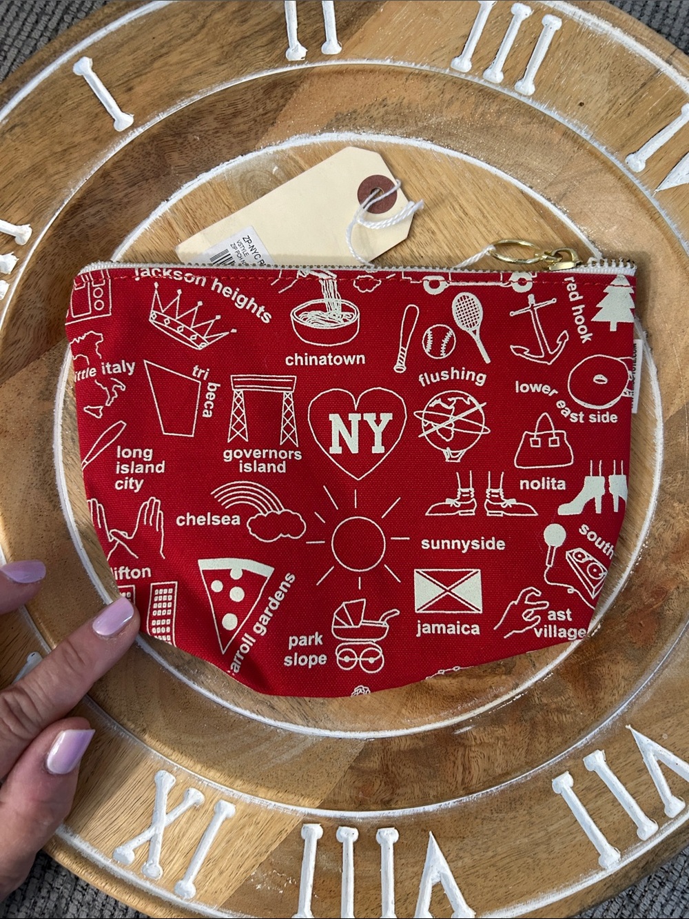 ❌last chance❌ Maptote NY Red Canvas Zip Pouch NEW all cotton brass zipper pull - Picture 3 of 8